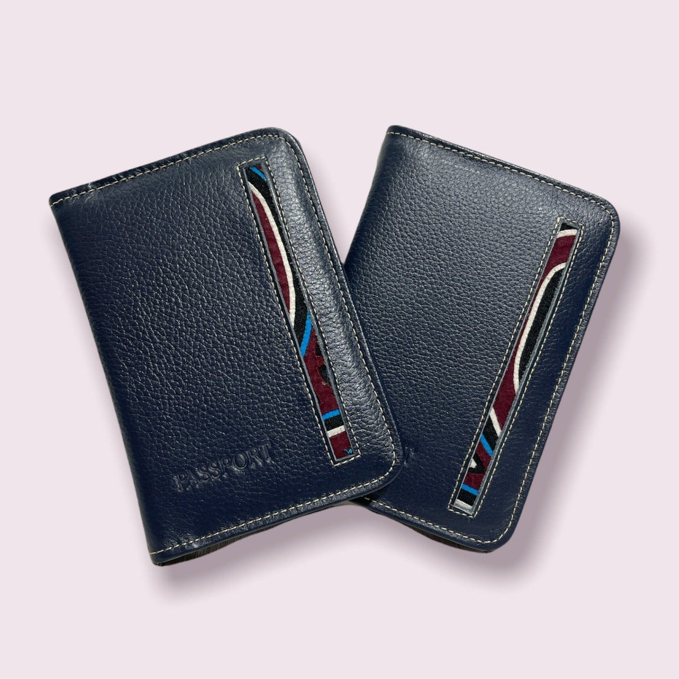 Unisex Dark Blue Leather Passport Holder Wallet | Colorful 4U