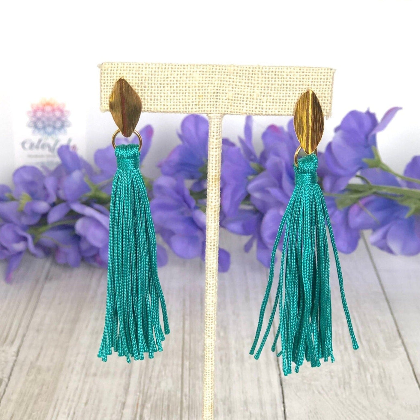Turquoise Blue  Tassel Earrings | Fringe Drop Earrings | Gold Statement Earrings | Colorful 4U