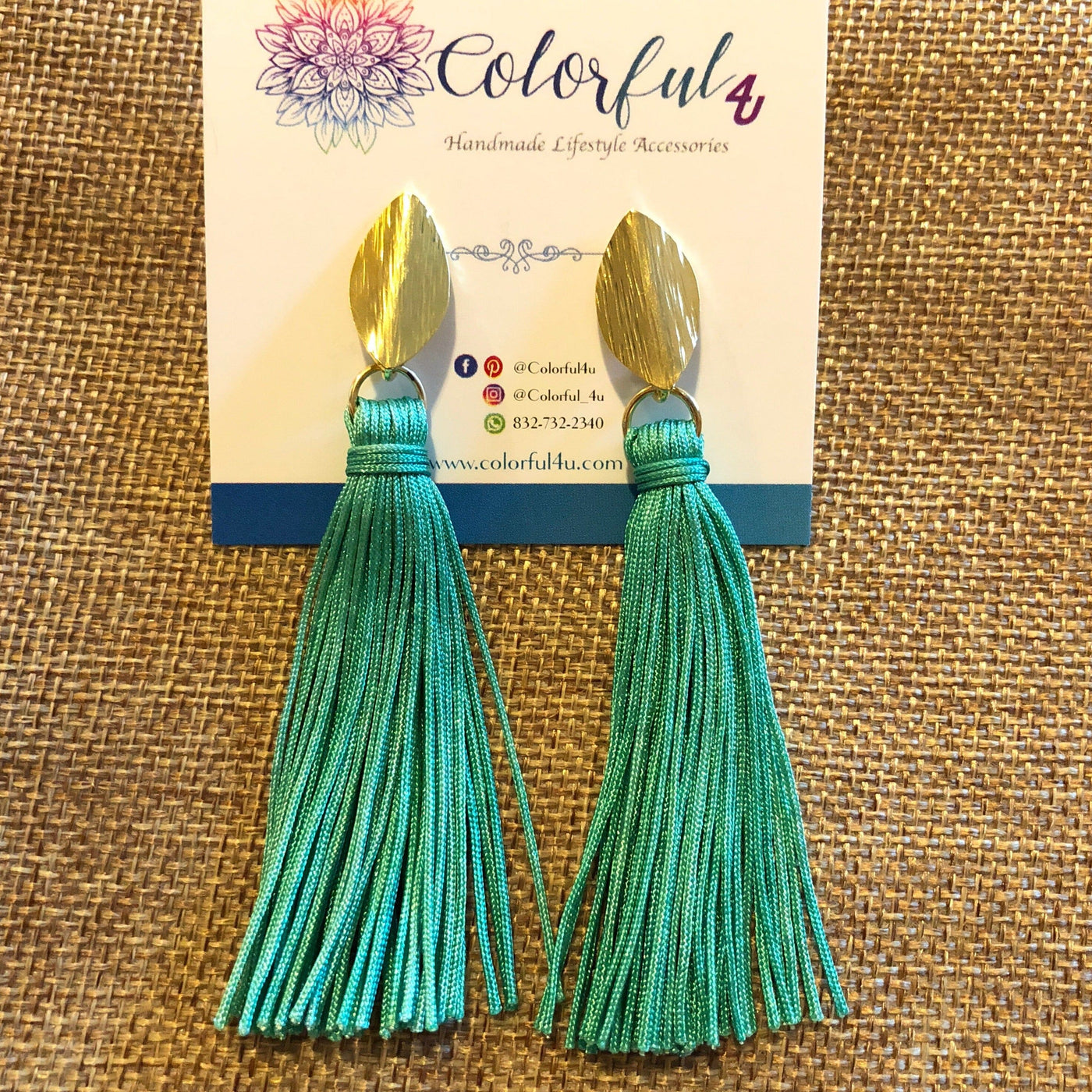 Turquoise  Tassel Earrings | Fringe Drop Earrings | Gold Statement Earrings | Colorful 4U