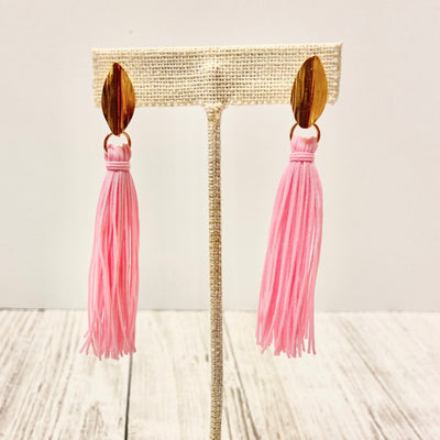Soft Pink  Tassel Earrings | Fringe Drop Earrings | Gold Statement Earrings | Colorful 4U