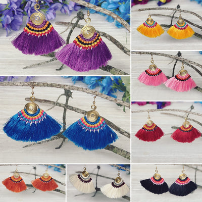 Colorful Tassel Earrings - Tribal Style Tassel Earrings 