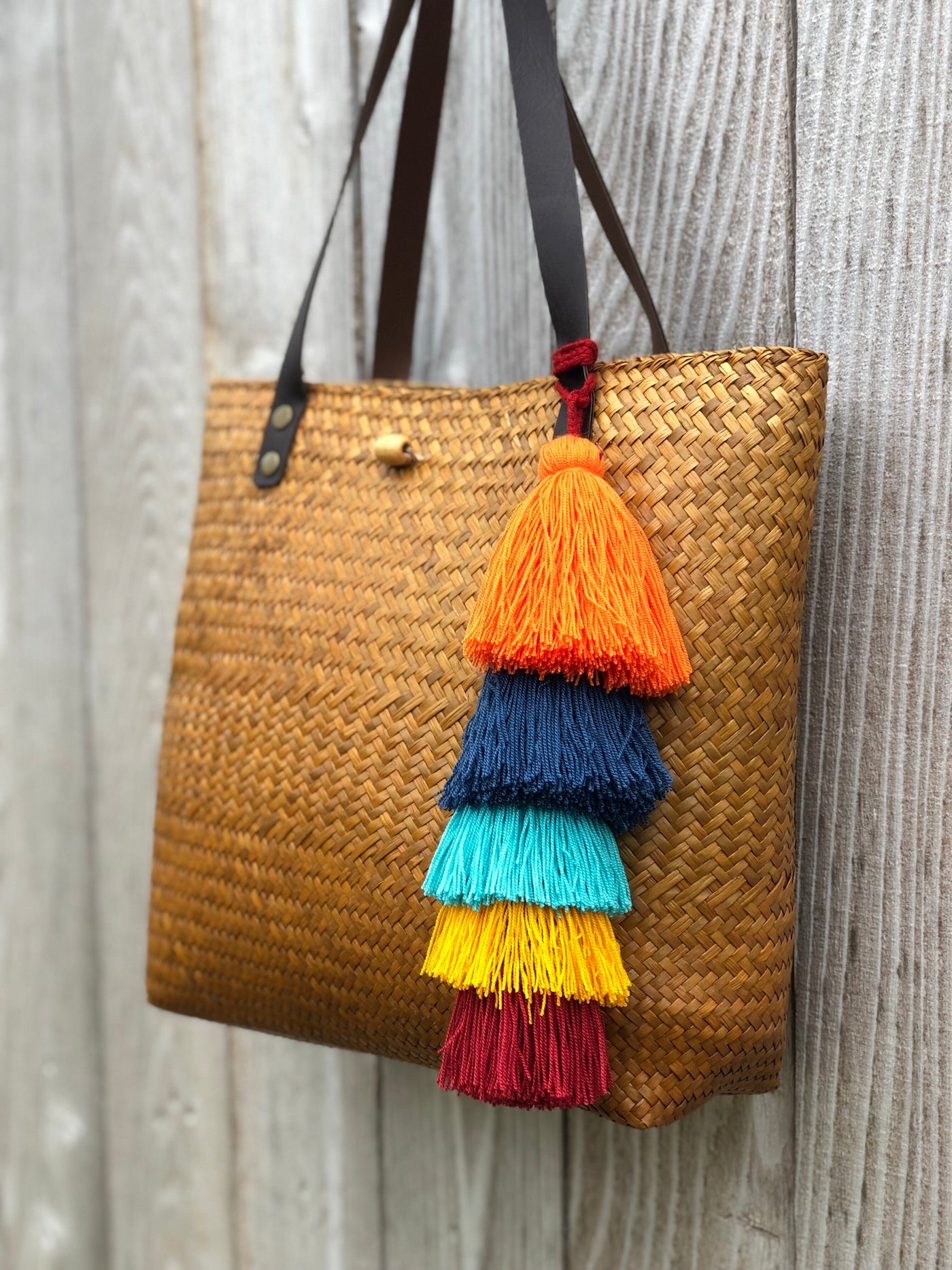 Colorful Tassel Tote-Bag Charms -Large Straw Bag Tassel Charm Tassel Bag Charm CUSTOM (5Tassels) - 6week preorder (any color) 