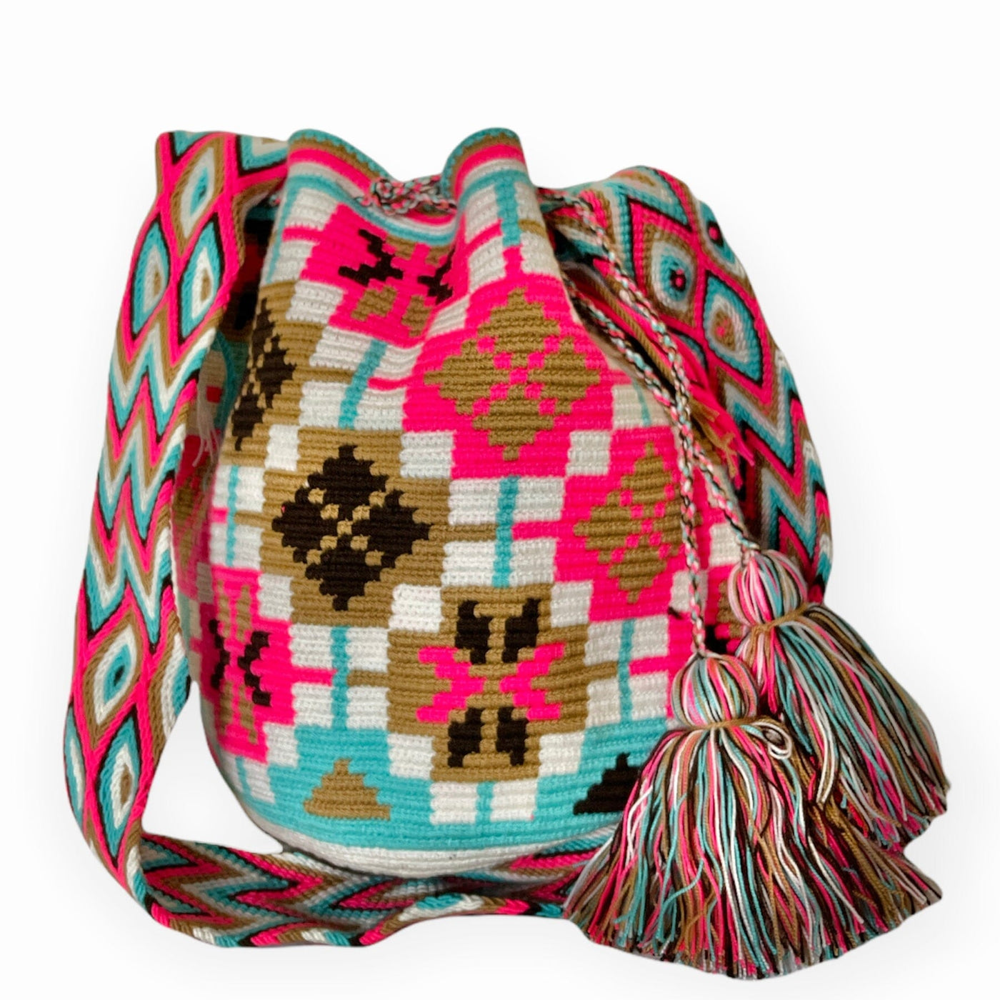 Hot Pink Tribal Pattern| Boho Crossbody Bag for summer | Crochet Bohemian handbag