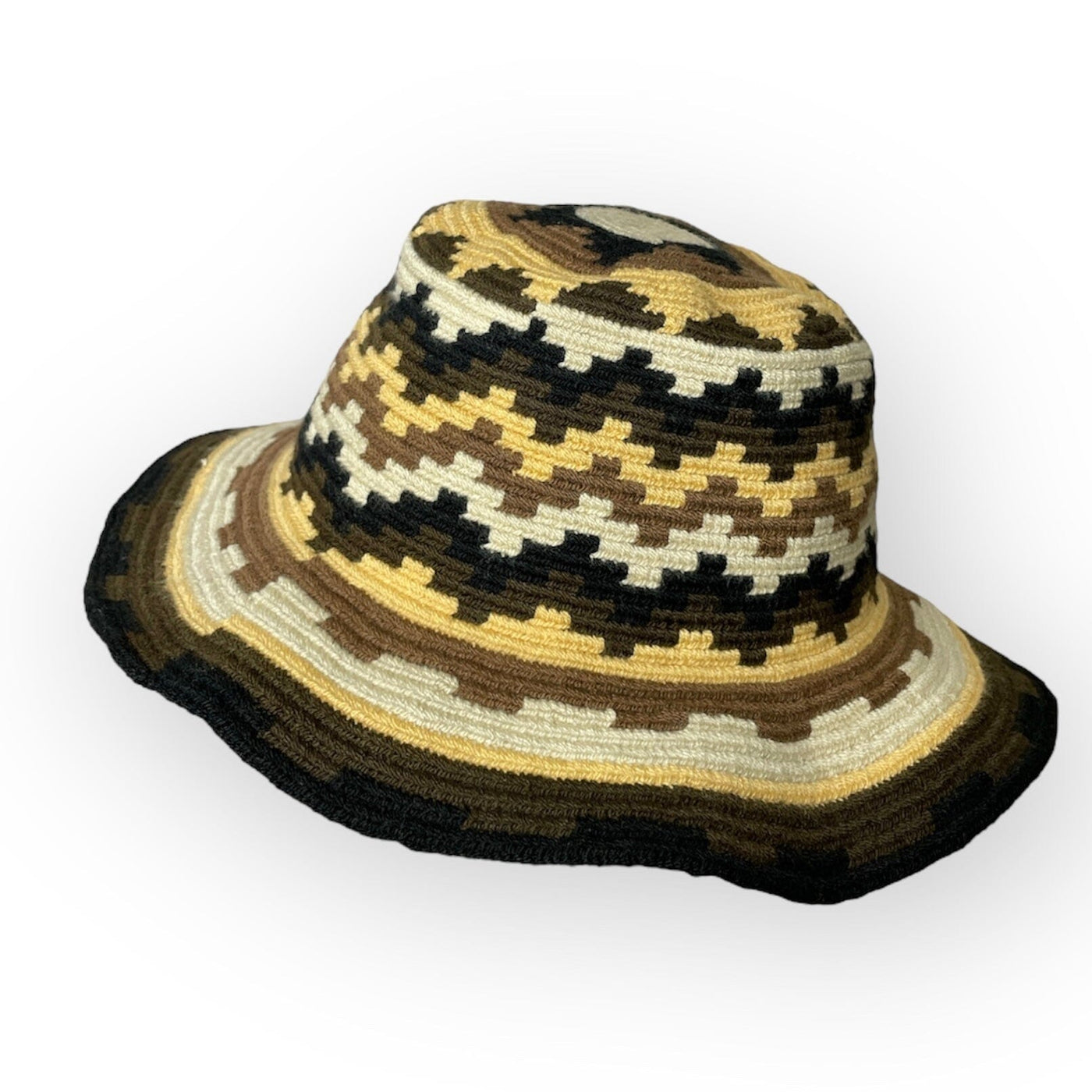 Brown Chevron | Crochet Hat For Summer | Authentic Wayuu Hat | Summer Hat | Boho Sun Hat | Colorful4U
