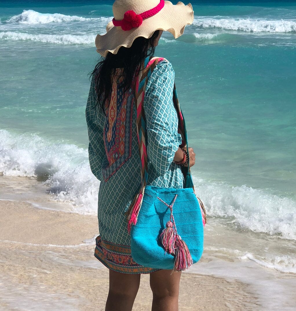 Wearing Bohemian Bags for summer | Crossbody Boho Bags | Large Solid Wayuu | Colorful 4U