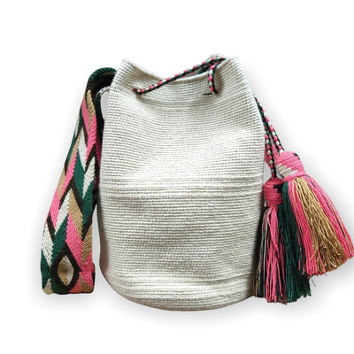 Cream Bohemian Bag | Crossbody Boho Bag | Solid Wayuu | Colorful 4U