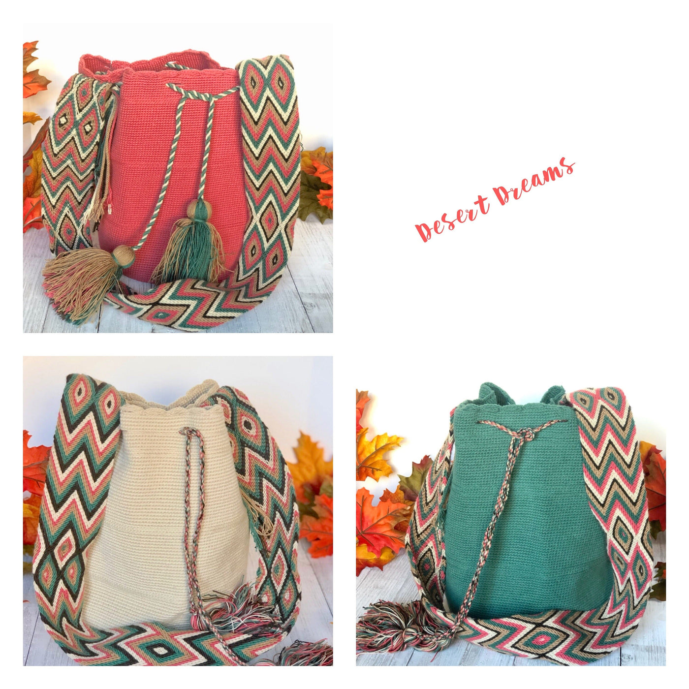 desert dreams Crochet Bags | Crossbody Bohemian Bag | Traditional Wayuu Bags Colorful 4U