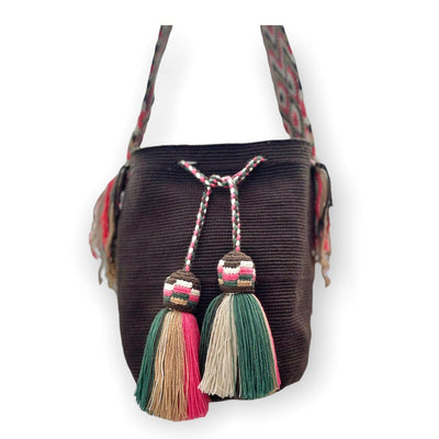 Desert Dreams Bohemian Handbags for Fall | Solid Earth Tones Crossbody Boho Bags | L Solid Color Crochet Bag - Crossbody/Shoulder Boho Bag Brown - Desert Dreams 