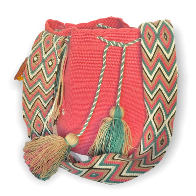 Rose Red Crochet Bag | Crossbody Bohemian Bag | Traditional Wayuu Bags Colorful 4U
