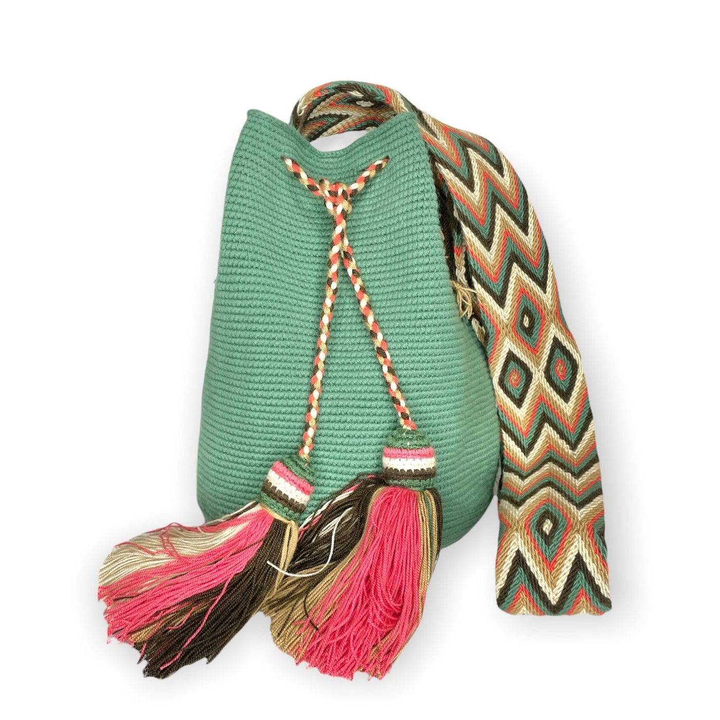 Olive Green Crochet Bag | Crossbody Bohemian Bag | Traditional Wayuu Bags Colorful 4U