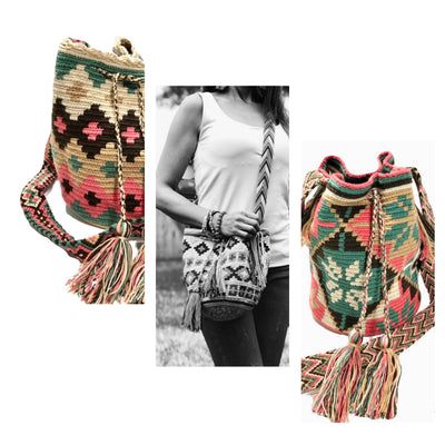 Desert Dreams - Medium Crochet Bags Medium-Crossbody Crochet Boho Bag - Traditional Wayuu Design 