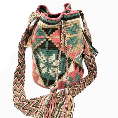 Flowers Pattern Earth Tones Crochet Bags | Medium Size Crossbody Bags | Olive | Brown | Rose