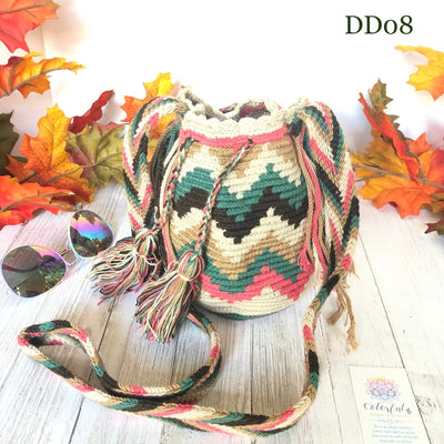 dd8-Mini Crochet Bags - Wayuu Mochila Bag - Pink Girls Bag-Crossbody