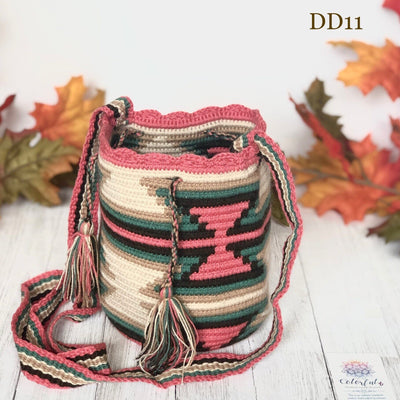 dd11-Mini Crochet Bags - Wayuu Mochila Bag - Pink Girls Bag-Crossbody