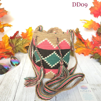 dd9-Mini Crochet Bags - Wayuu Mochila Bag - Pink Girls Bag-Crossbody