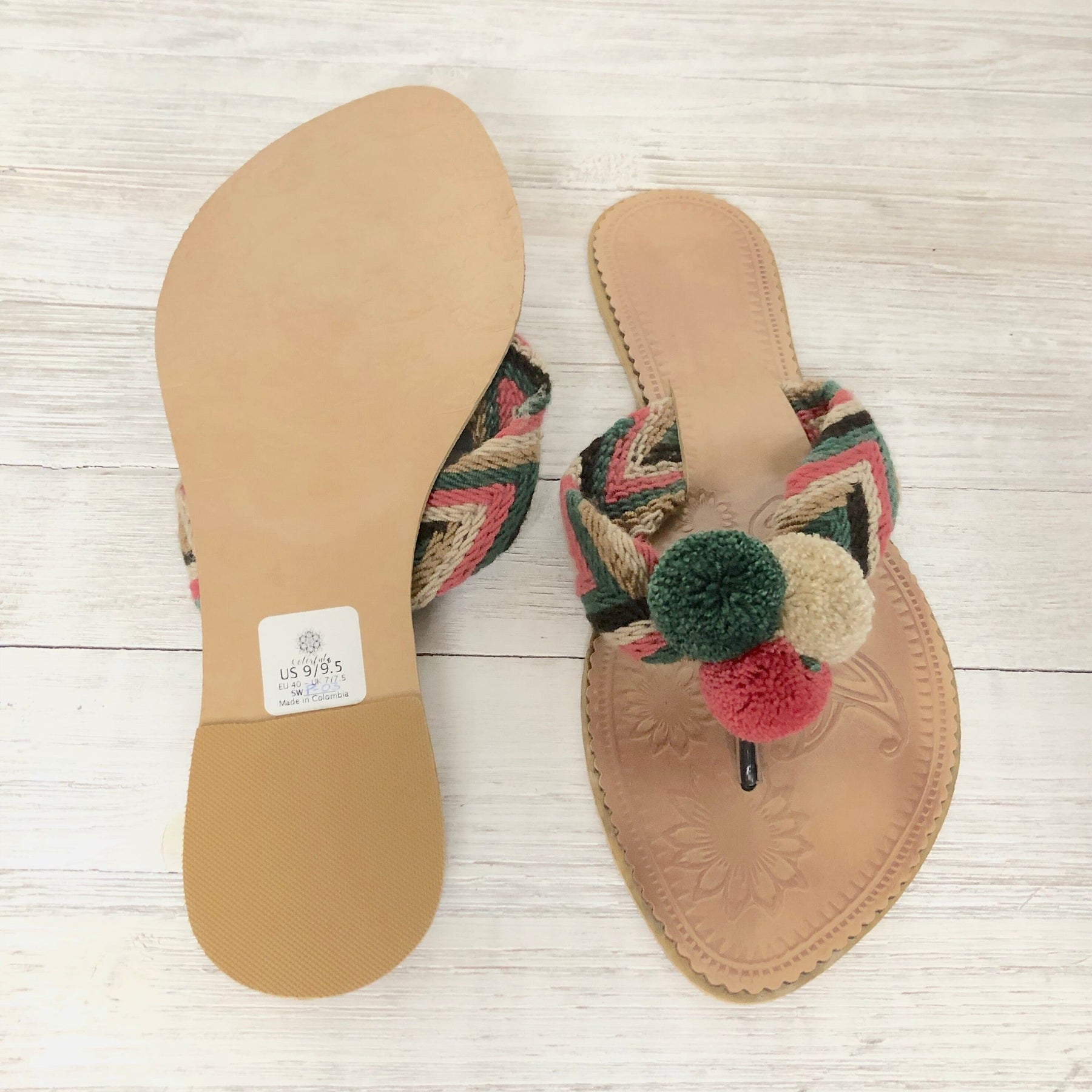 Pom Pom Flip Flops -Beach Slides-Cute Sandals-Flats – Colorful 4U