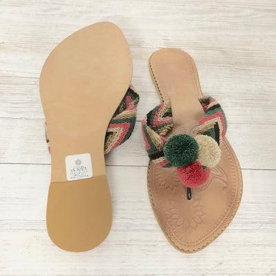 Pom Pom Sandals-Summer Flip Flops -Beach Slides-Cute Sandals-Flats 