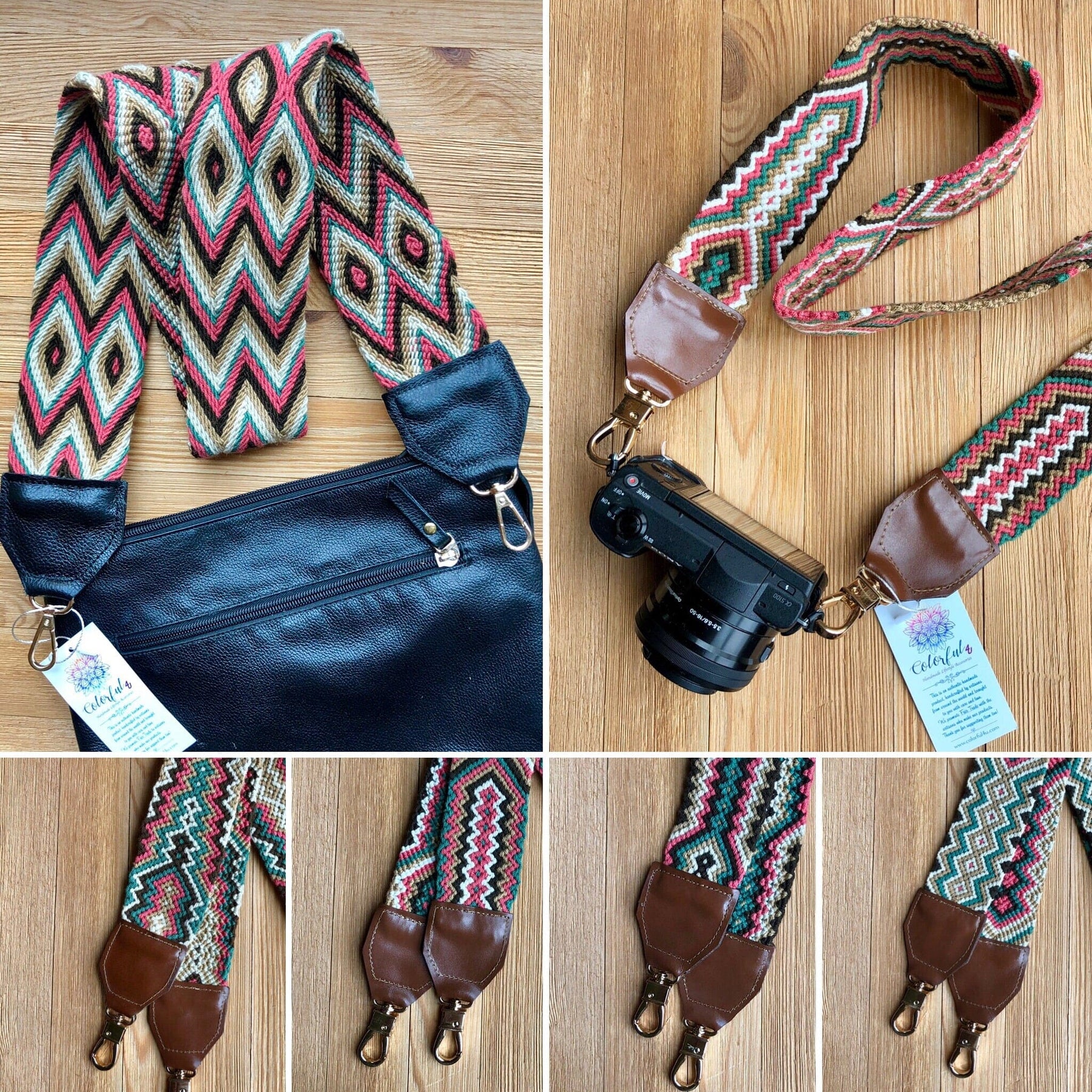 Leather and Woven Bag Strap