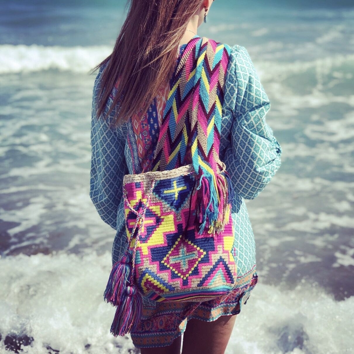 Colorful Crochet Beach Bag - Crossbody/Shoulder Summer Bag-Beach Wayuu