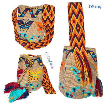 Desert Sunset Beach Bags - Crossbody Large Shaded Crochet Boho Bag - Crossbody/Shoulder Bucket Bag 
