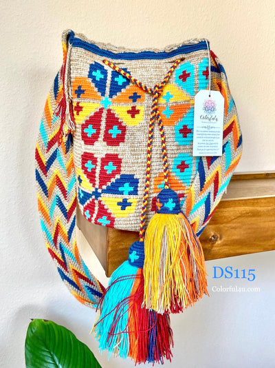 Desert Sunset Beach Bags - Crossbody Large Shaded Crochet Boho Bag - Crossbody/Shoulder Bucket Bag DS115 Flowers 