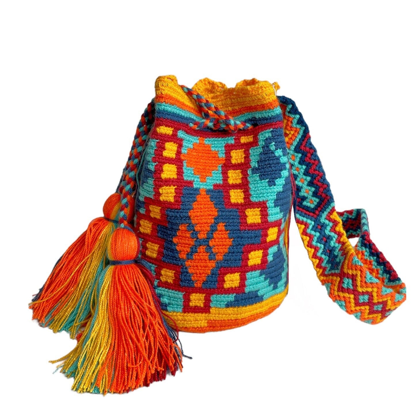 Desert Sunset Medium Crochet Bags Medium-Crossbody Crochet Boho Bag - Traditional Wayuu Design Scottish Fall 