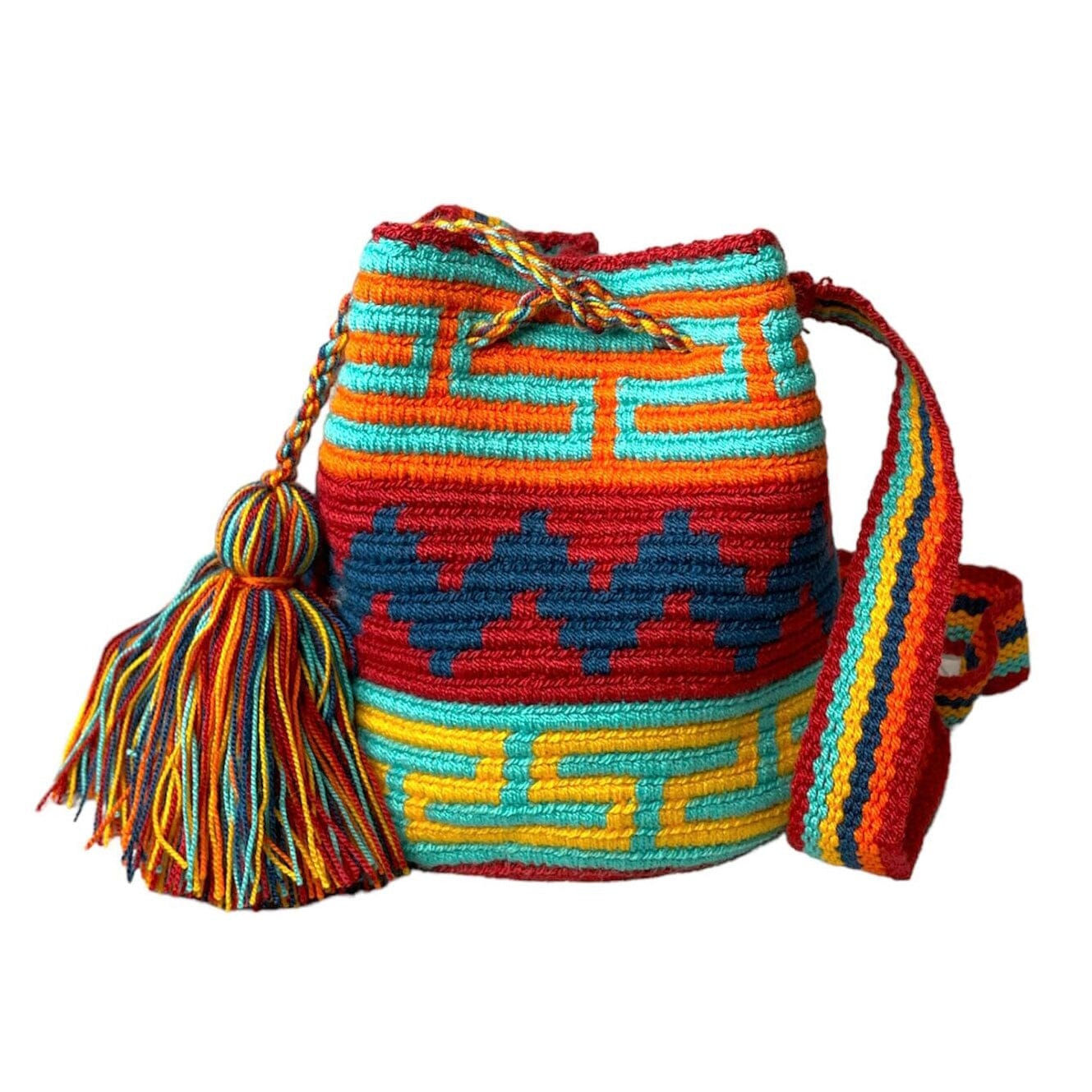 Greek/ Chevron Crochet Pattern  Mini Boho Handbag for summer | Small Wayuu Mochila | Bohemian Purse by Colorful 4U