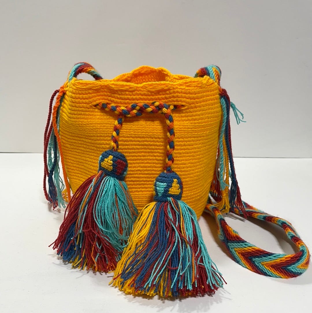 Desert Sunset Mini Crochet Bags Mini Crochet Bag - Crossbody Boho Bag - Authentic Wayuu Mini Mochila Yellow MWPU-DS-Y