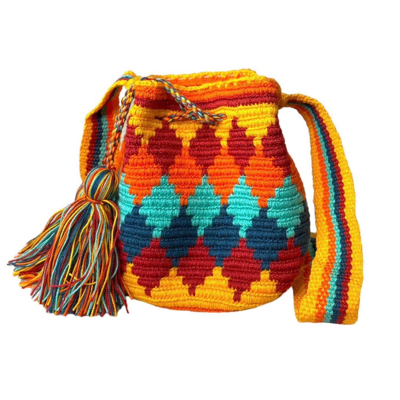 Yellow Mini Boho Handbag for summer | Small Wayuu Mochila | Bohemian Purse by Colorful 4U