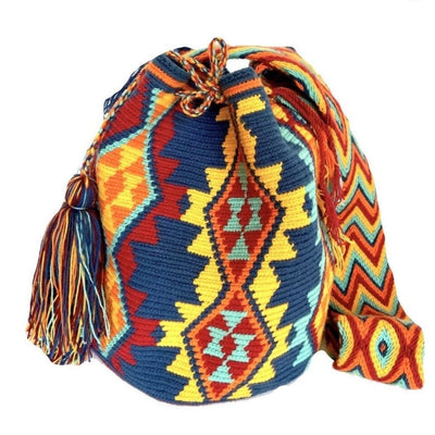 Navajo Crochet Pattern Navy Crossbody Crochet Bag | Bohemian Bags for women |Summer Boho Beach Bag