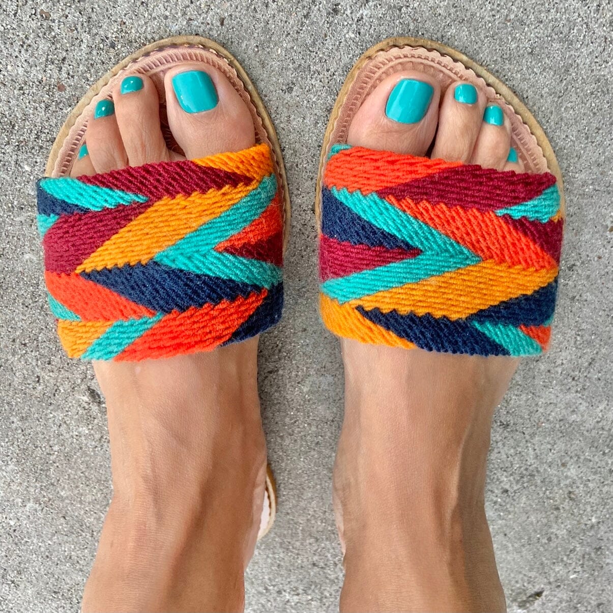 Desert Sunset Summer Sandals - Woven Slides Summer Sandals 