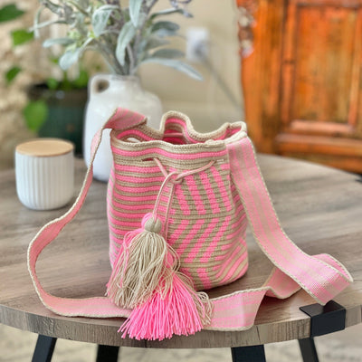 Cute Pink - Neutral Bag for spring | Crossbody Casual Bag | Medium Boho Bag | Colorful 4U