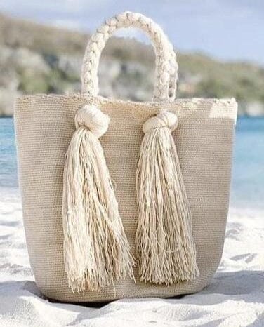 Off-White Summer Tote Beach Bags | Long Tassels Crochet Tote | Colorful 4U