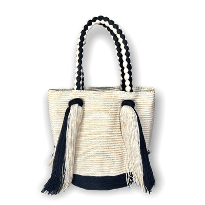 Black and off-white tote | Best Summer Tote Beach Bag | Trending Summer Tote Bag | colorful 4U