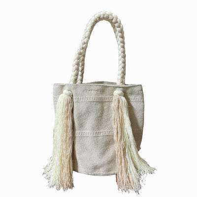 Beige-cream Summer Tote Beach Bag | Natural White Crochet Tote | Colorful 4U