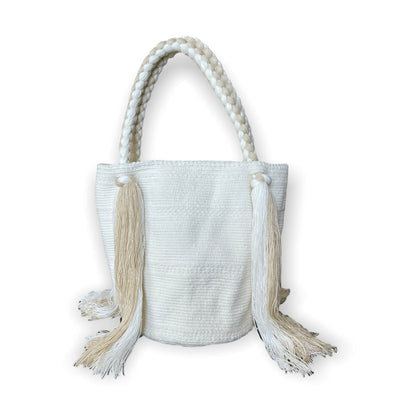 Best Summer Tote Beach Bag | Trending Summer Off-white Tote Bag with Tassels | Colorful 4U