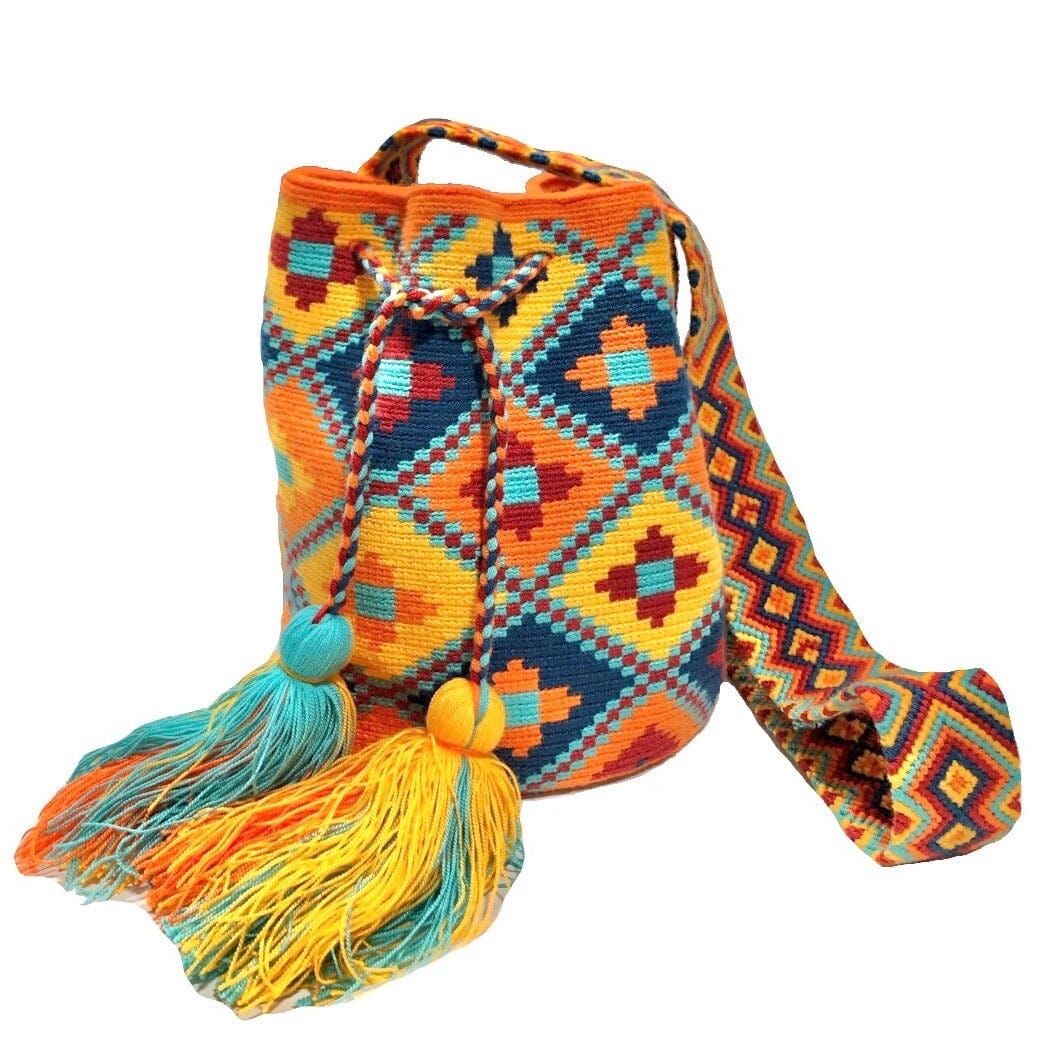 Orange Crossbody Bohemian Bag for women | Summer Crochet Bag| Flowers Pattern