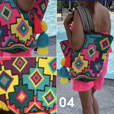 Pjnk-yellow-purple Summer Tote Bag | Beach Tote Bag for summer | Crochet Tote Bag | Colorful 4u