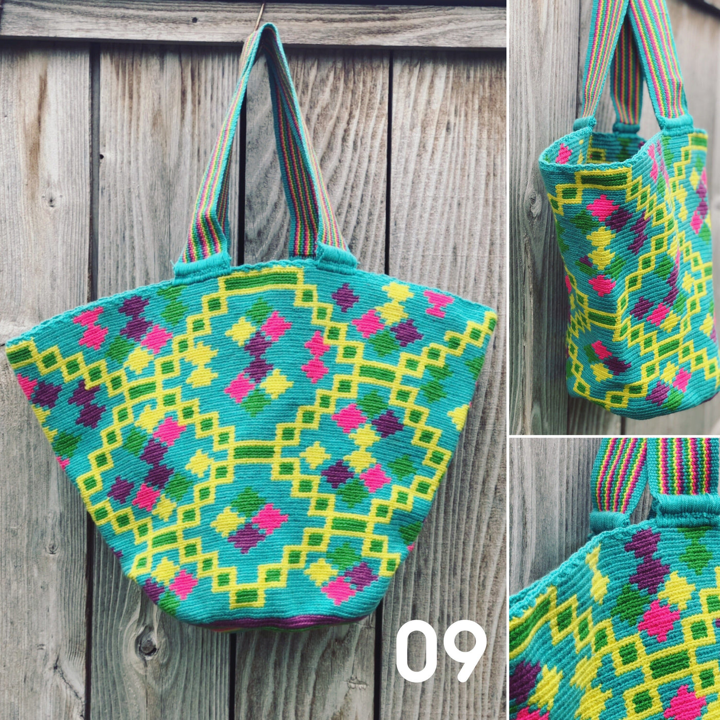 Turquoise- Yellow Summer Tote Bag | Beach Tote Bag for summer | Crochet Tote Bag | Colorful 4u