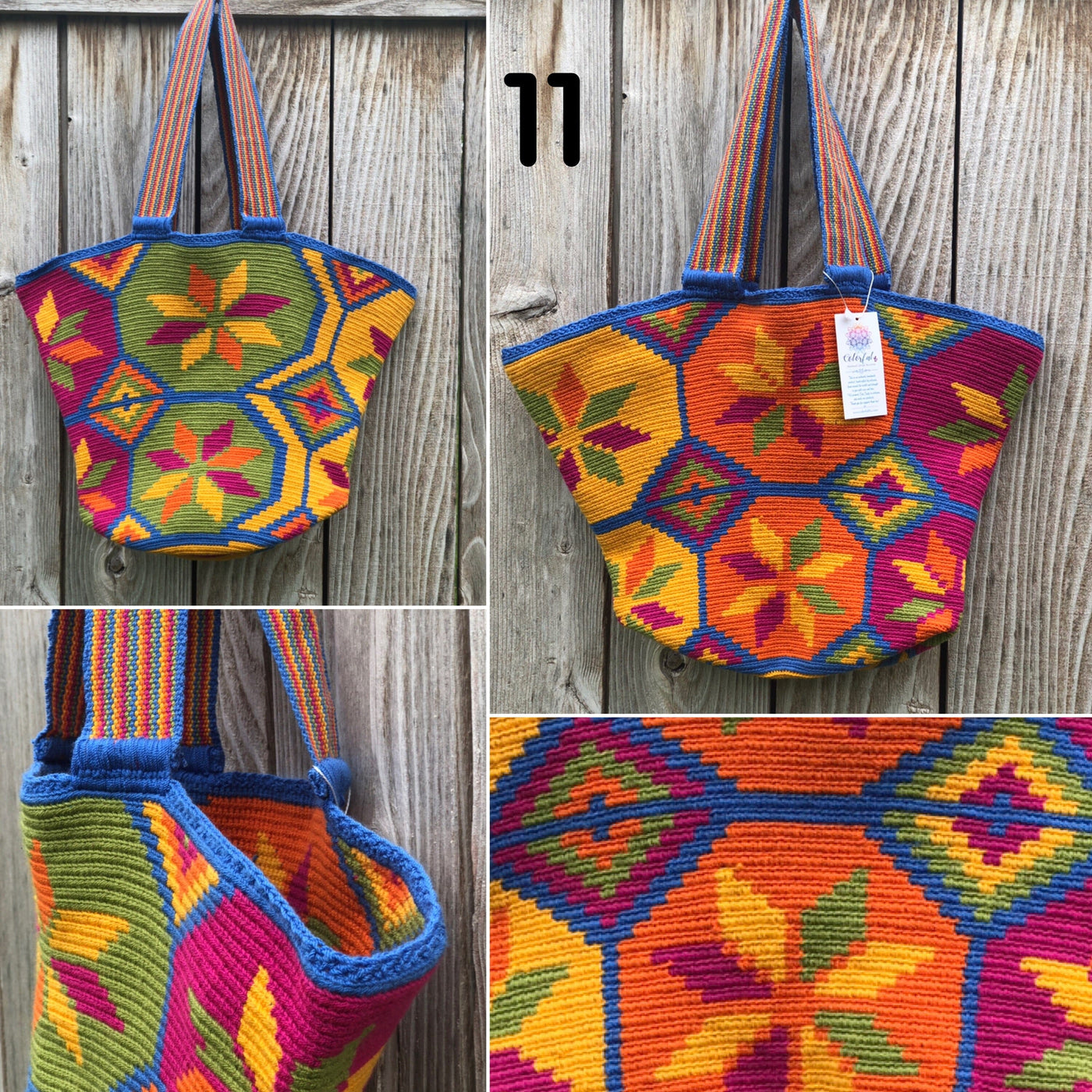 Green-Orange Summer Tote Bag | Beach Tote Bag for summer | Crochet Tote Bag | Colorful 4u