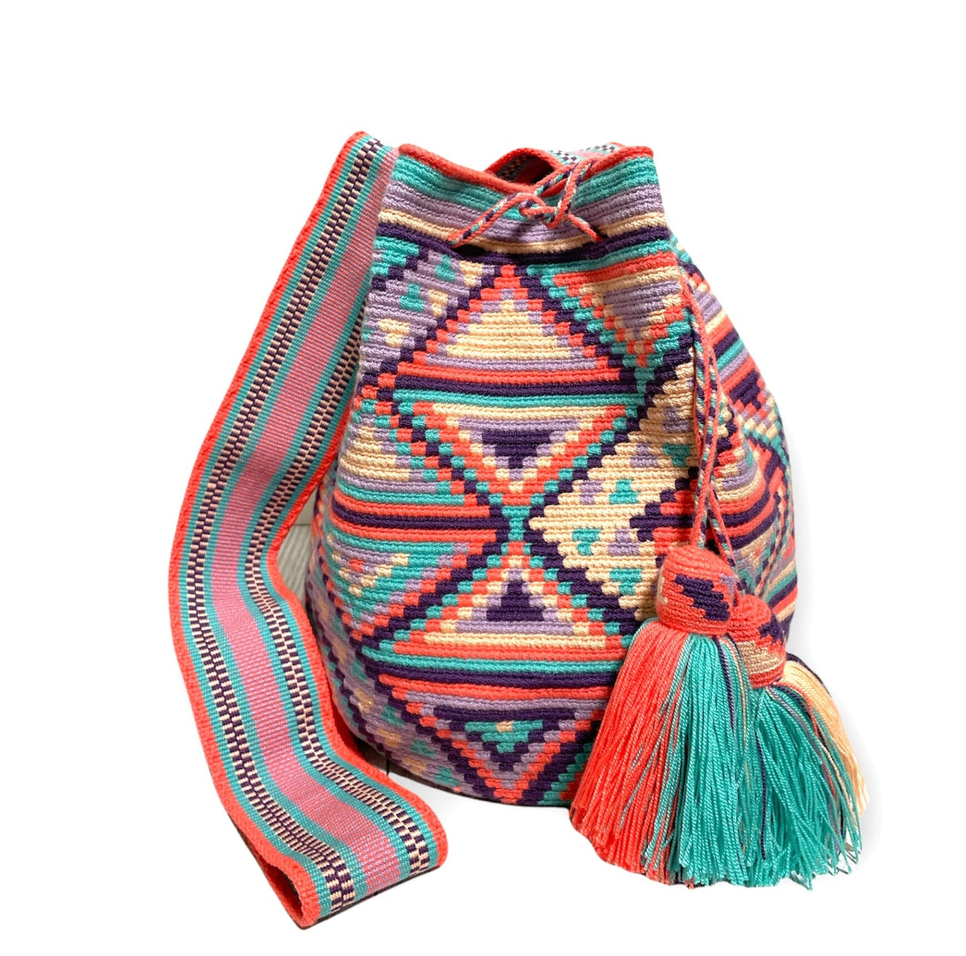 Lavender Turquoise Coral Crochet Bag | Spring Colors Crossbody Bag | Bohemian Handbag | Colorful 4U