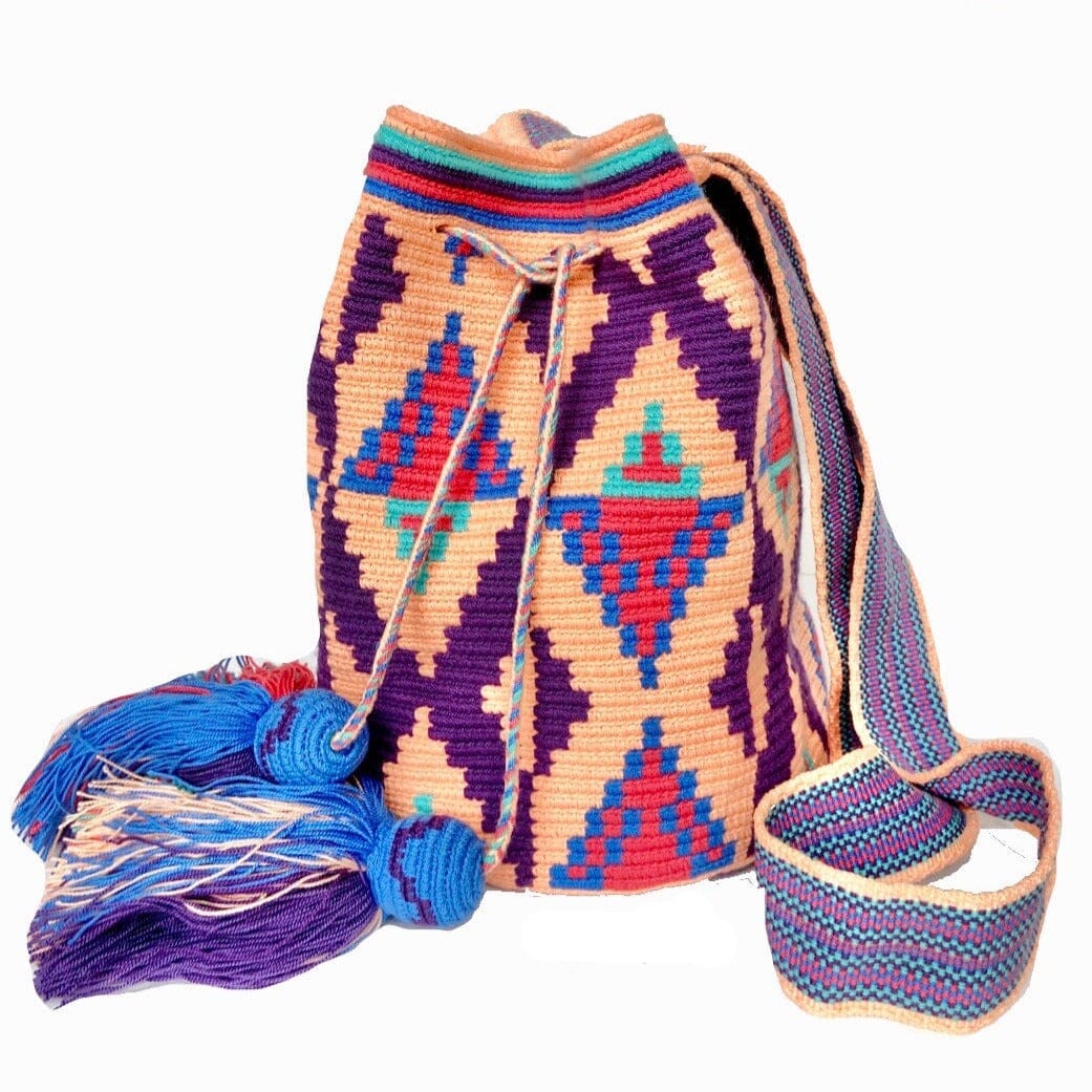 Purple Turquoise Coral Crochet Bag | Spring Colors Crossbody Bag | Bohemian Handbag | Colorful 4U