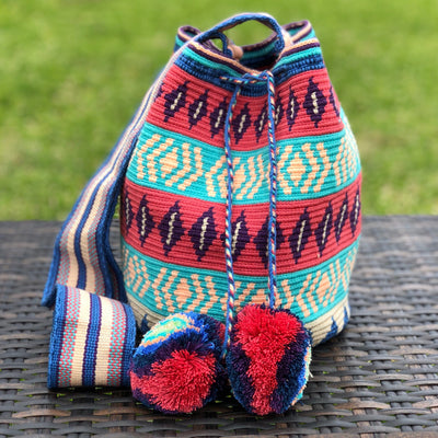 Turquoise and Coral Crochet Bag | Spring Colors Crossbody Bag | Bohemian Handbag | Colorful 4U