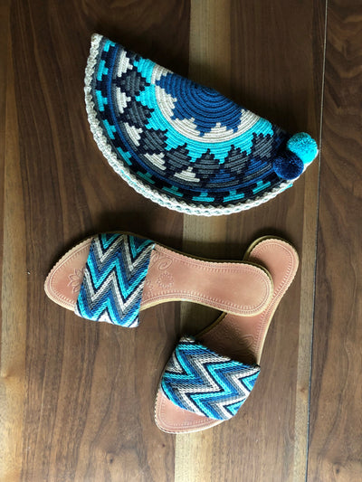 Blue Crochet Clutch Bag- Crochet Clutch Purse - Crochet Pouch - Wayuu Style