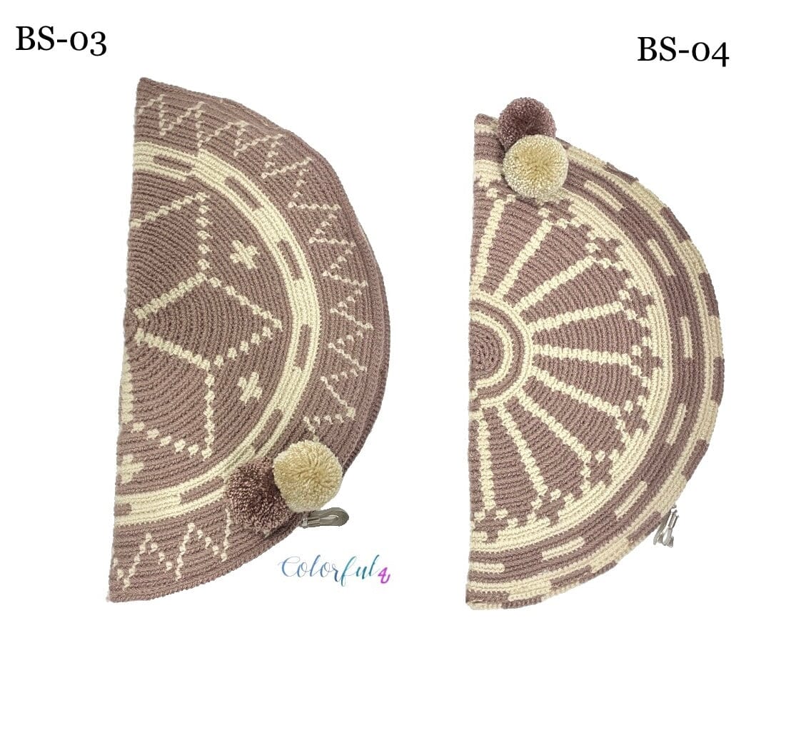 Moon Clutch Purses - Neutral Colors Boho Clutch Bag - Wayuu Crochet Envelope BS03 Boho Sands 