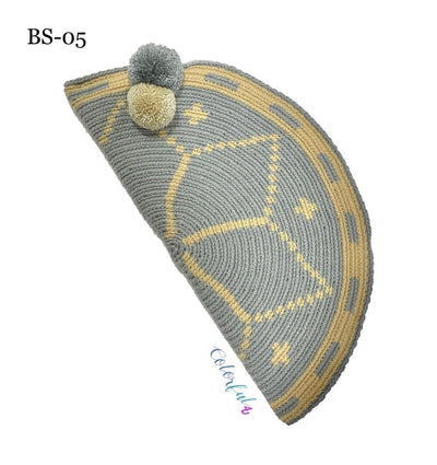Moon Clutch Purses - Neutral Colors Boho Clutch Bag - Wayuu Crochet Envelope BS05 Gray-Boho Sands 