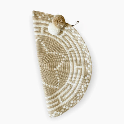 Moon Clutch Purses - Neutral Colors Boho Clutch Bag - Wayuu Crochet Envelope Greek White Sands -WS3 