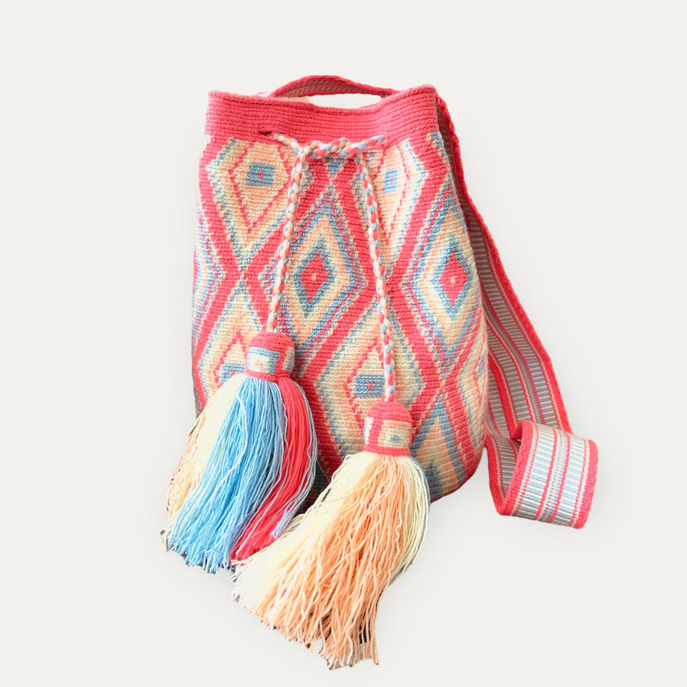 Coral Diamonds Crochet Pattern Large Bohemian Handbag for Spring by Colorful 4U