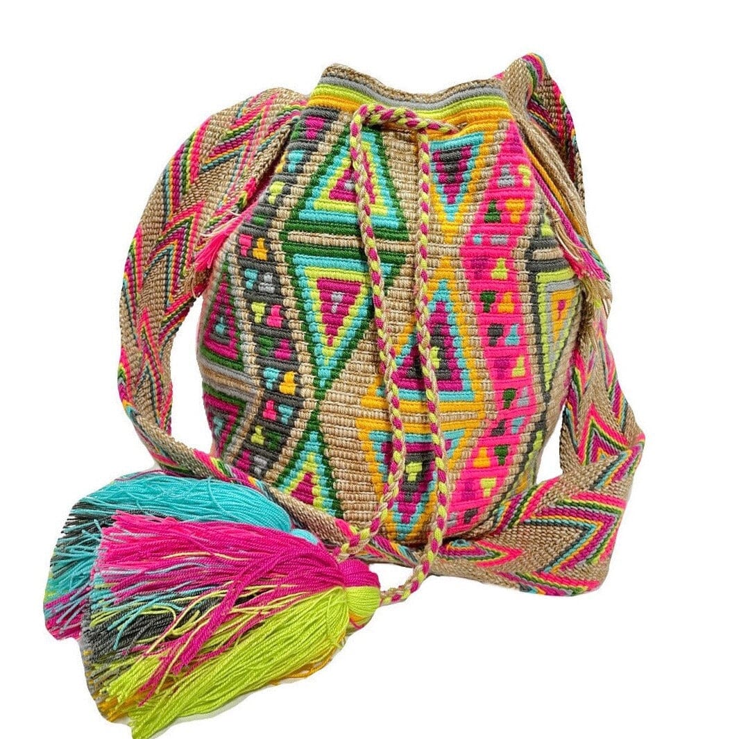 Multicolor Boho Beach Bag | Pink/green Summer Crossbody Bag | Colorful 4u Crochet Bag