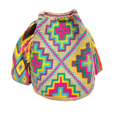Back Pink Boho Beach Bag | Teal Summer Crossbody Bag | Colorful 4u Large Crochet Bag
